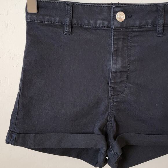 H&M Divided Folded Cuff Black Denim Shorts - Picture 3 of 12